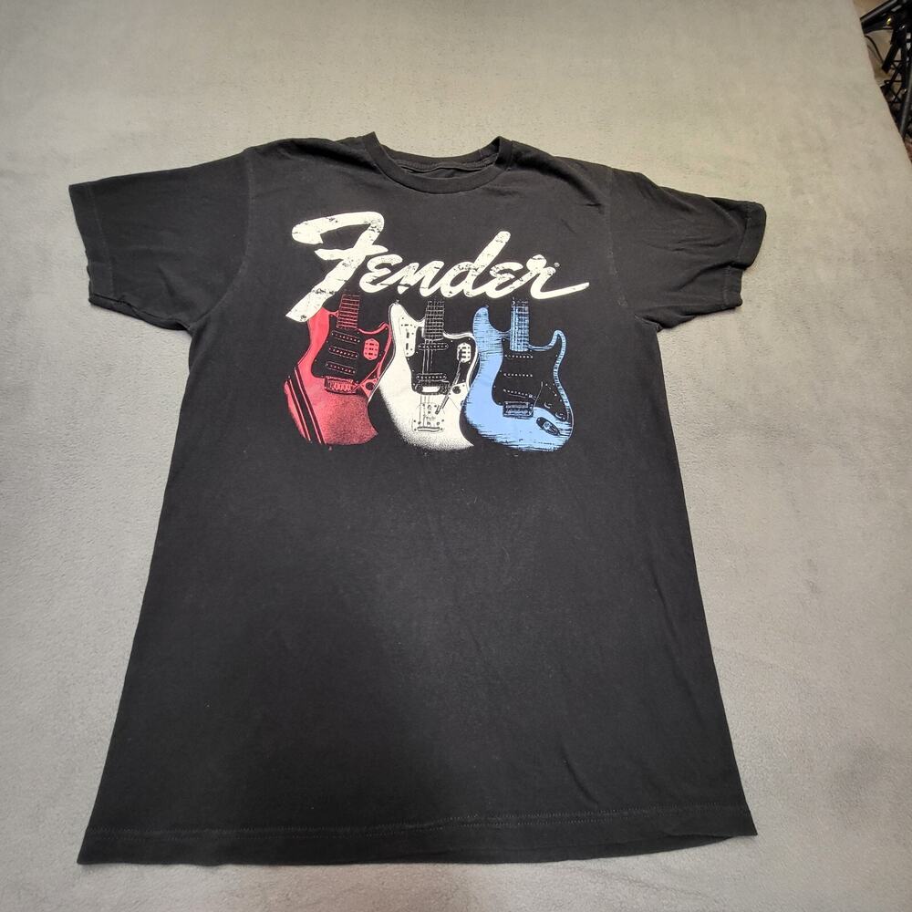 Fender Shirt Mens M Black Short Sleeve Guitar Graphic Crew Neck
